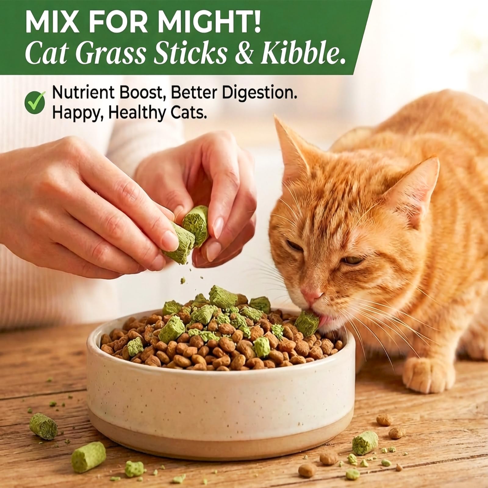 GREMBEB snack de hierba congelada para gatos, snack natural sin sabores artificiales.