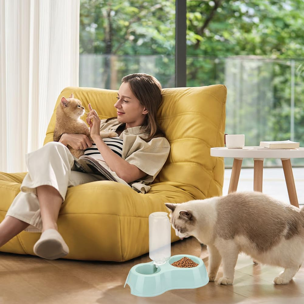 Conjunto GRETJOB Gatito: cuencos automáticos para comida y agua, suministro constante.