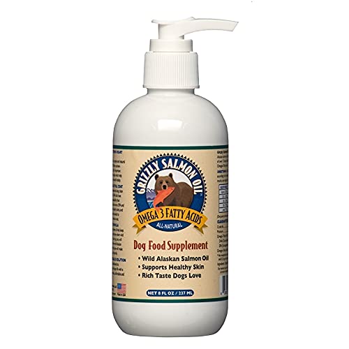GRIZZLY PET Aceite de salmón para perros con bomba, favorece pelaje saludable