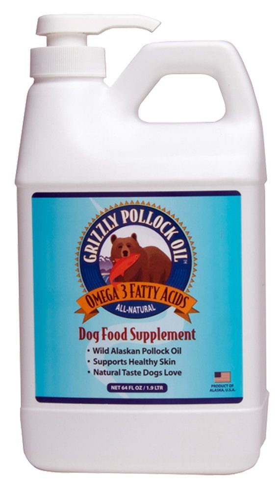 GRIZZLY Pollock Oil sobre comida para perros mejora la piel y el pelaje