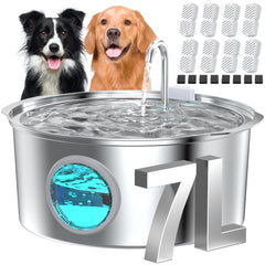 Fuente GROOKPET para perros grandes con 7L y ventana de nivel para rellenar fácilmente.