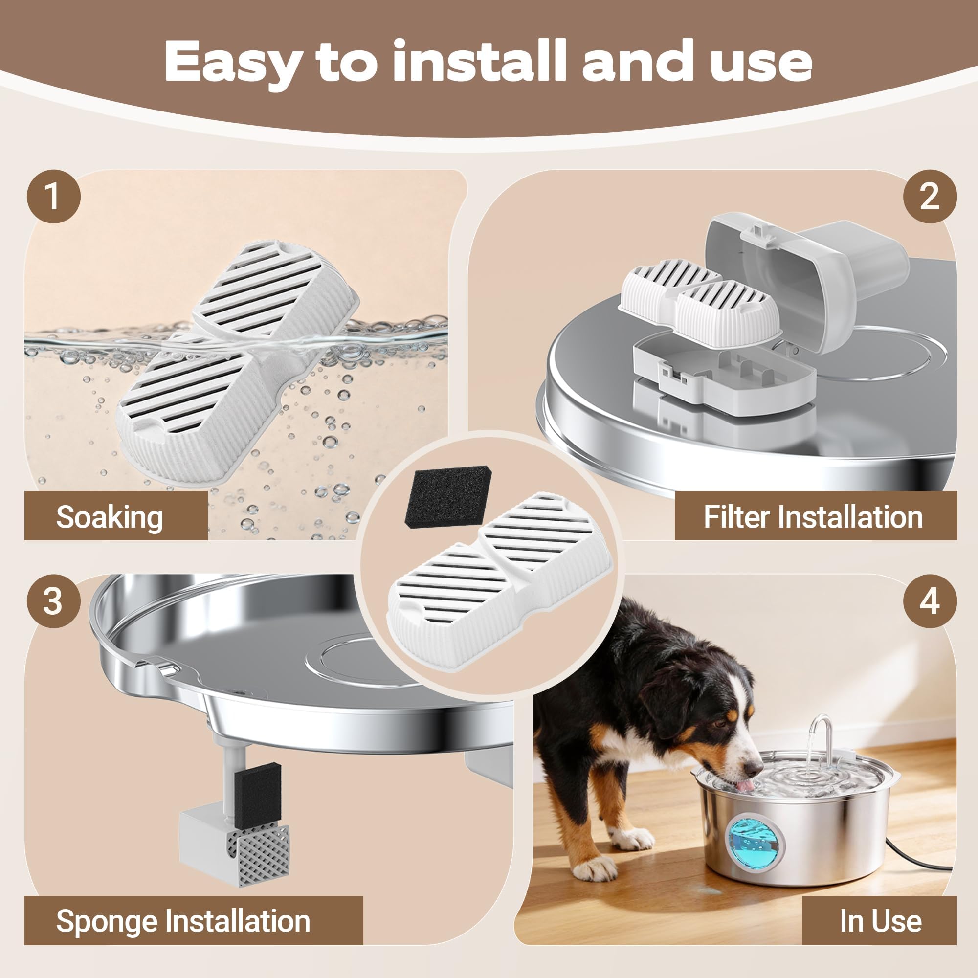 Uso diario con GROOKPET para beber agua fresca y agradable para tu mascota