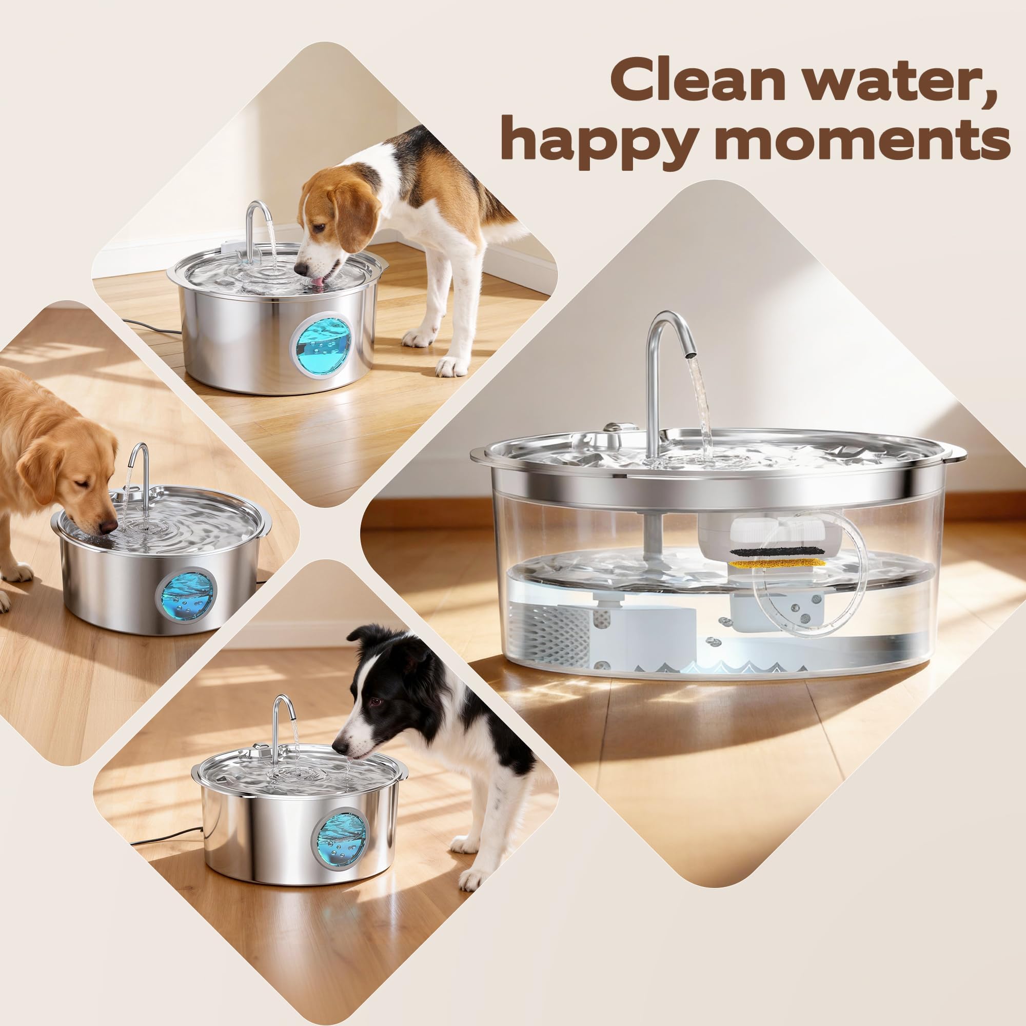 Diseño compatible GROOKPET para fuentes de agua de perros y mascotas
