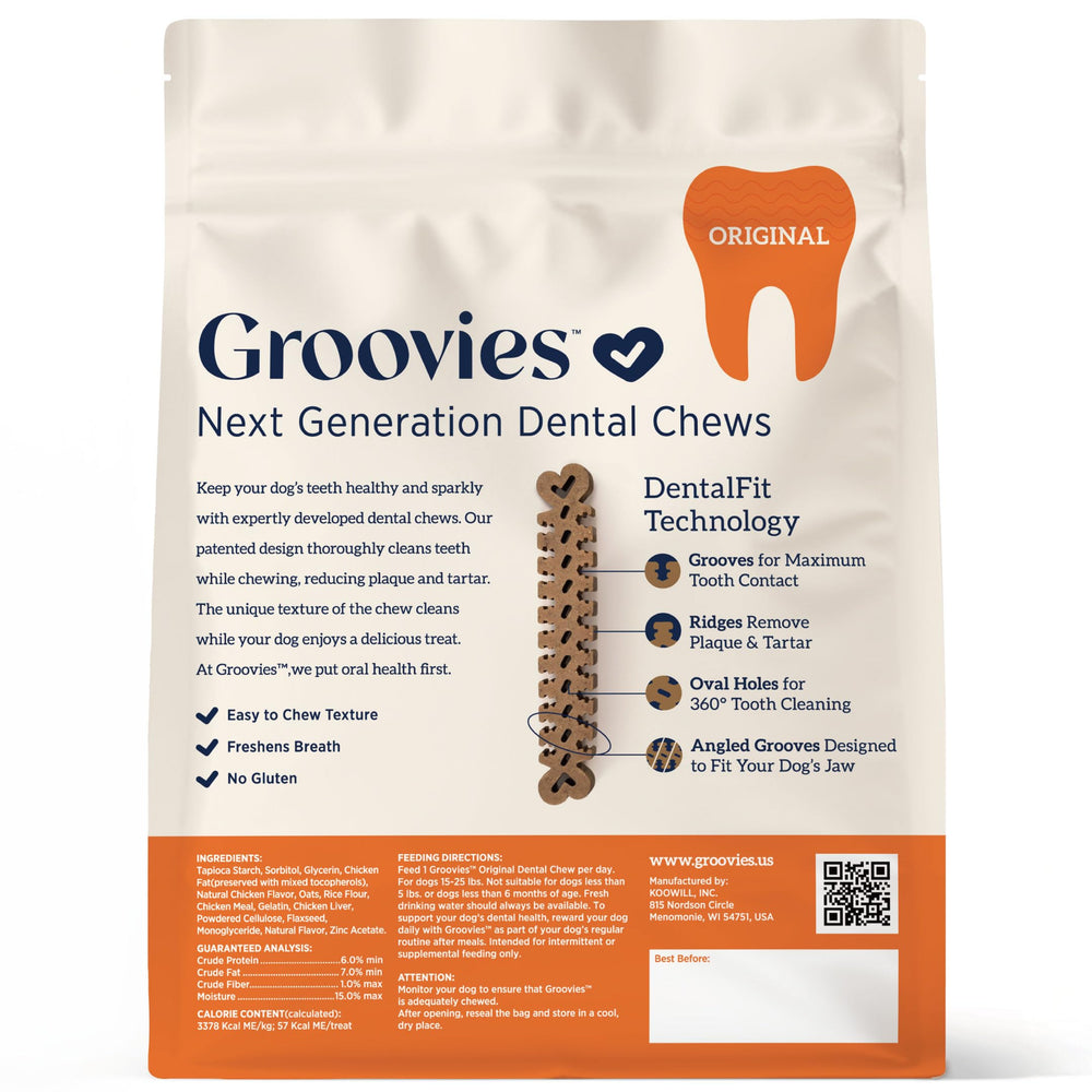 Groovies mantiene contacto dental al flexionarse durante la masticación.