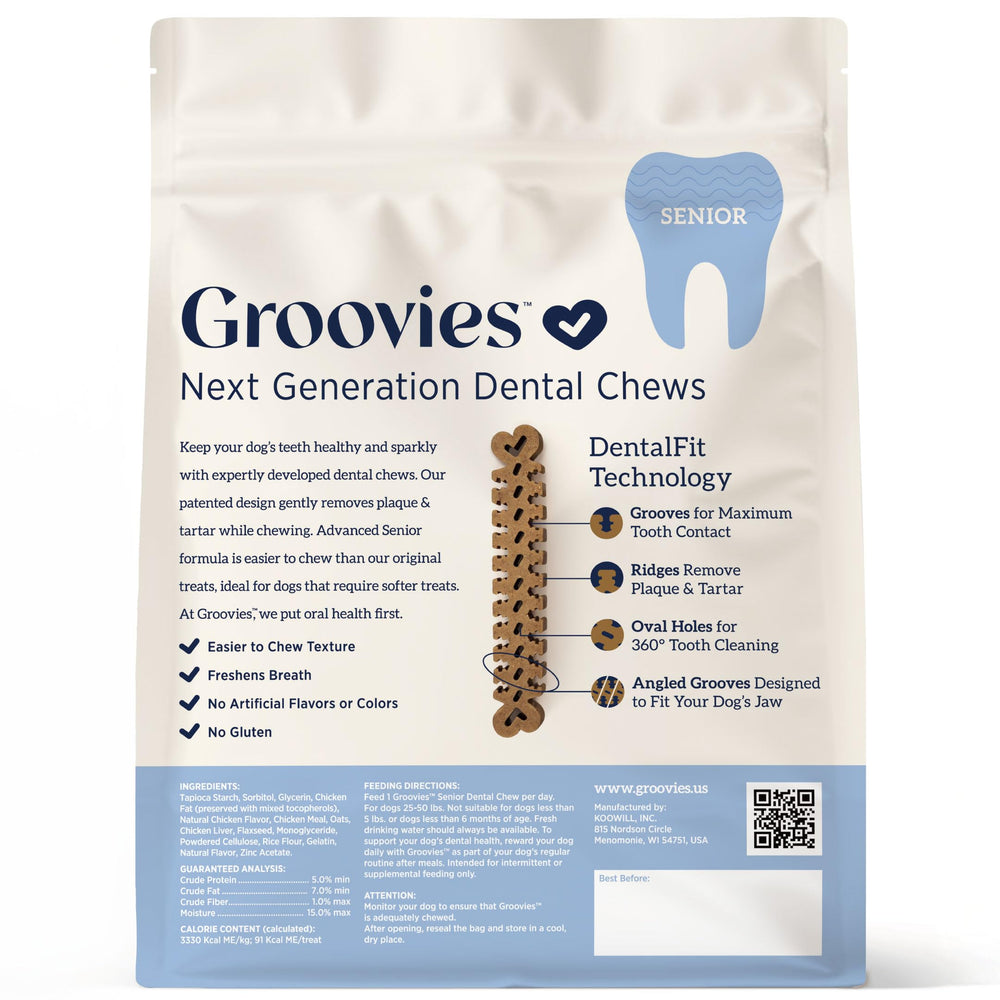 Groovies Surcos patentados DentalFit mejorando el contacto dental al masticar.
