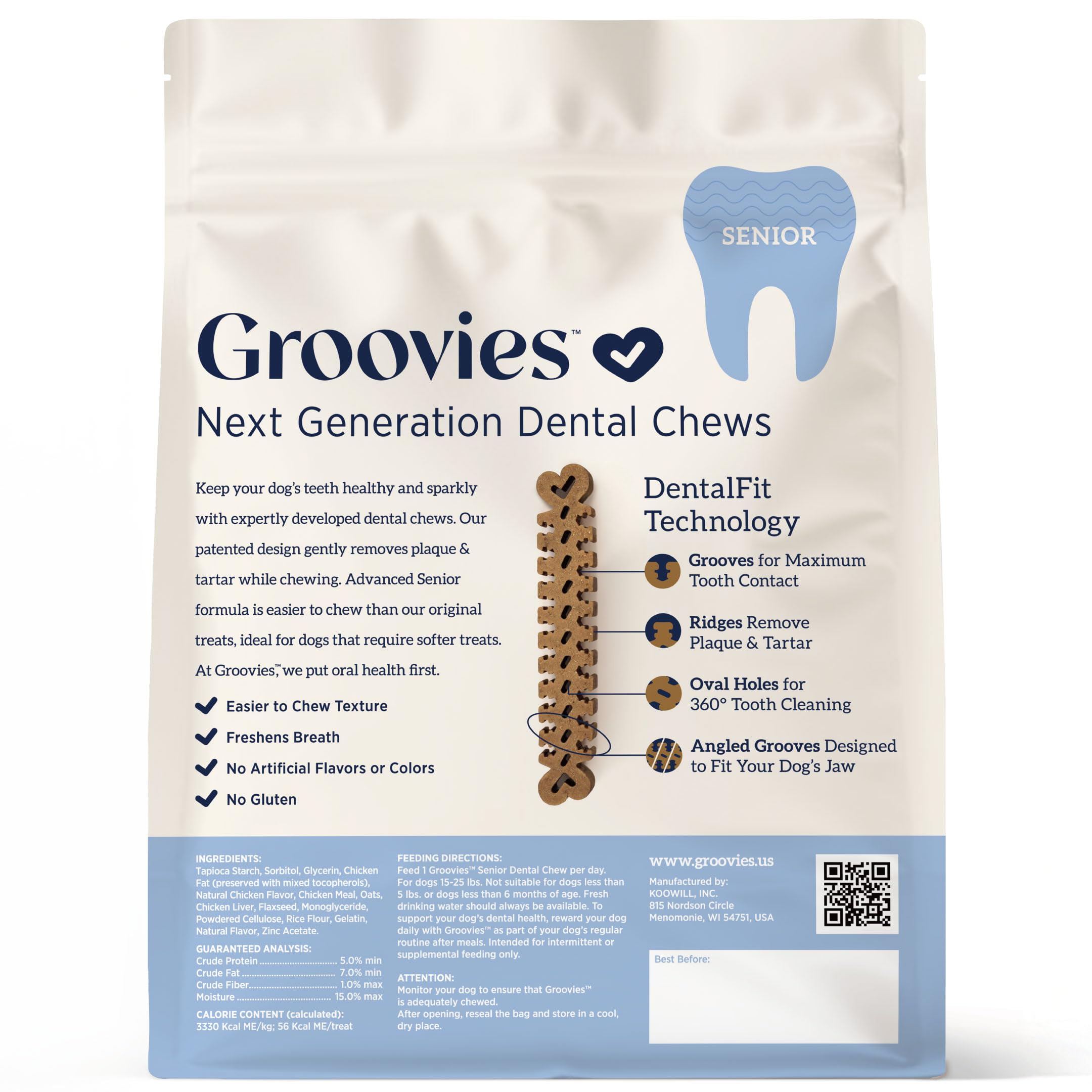 Groovies textura flexible facilita masticar con seguridad.