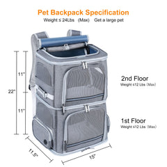 Groxkox mochila transporte para dos gatos, vista lateral, fácil de usar.