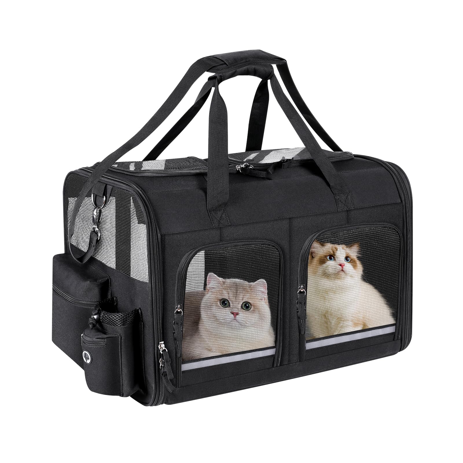 Transportín Groxkox para dos gatos con diseño plegable, ideal para viajes.