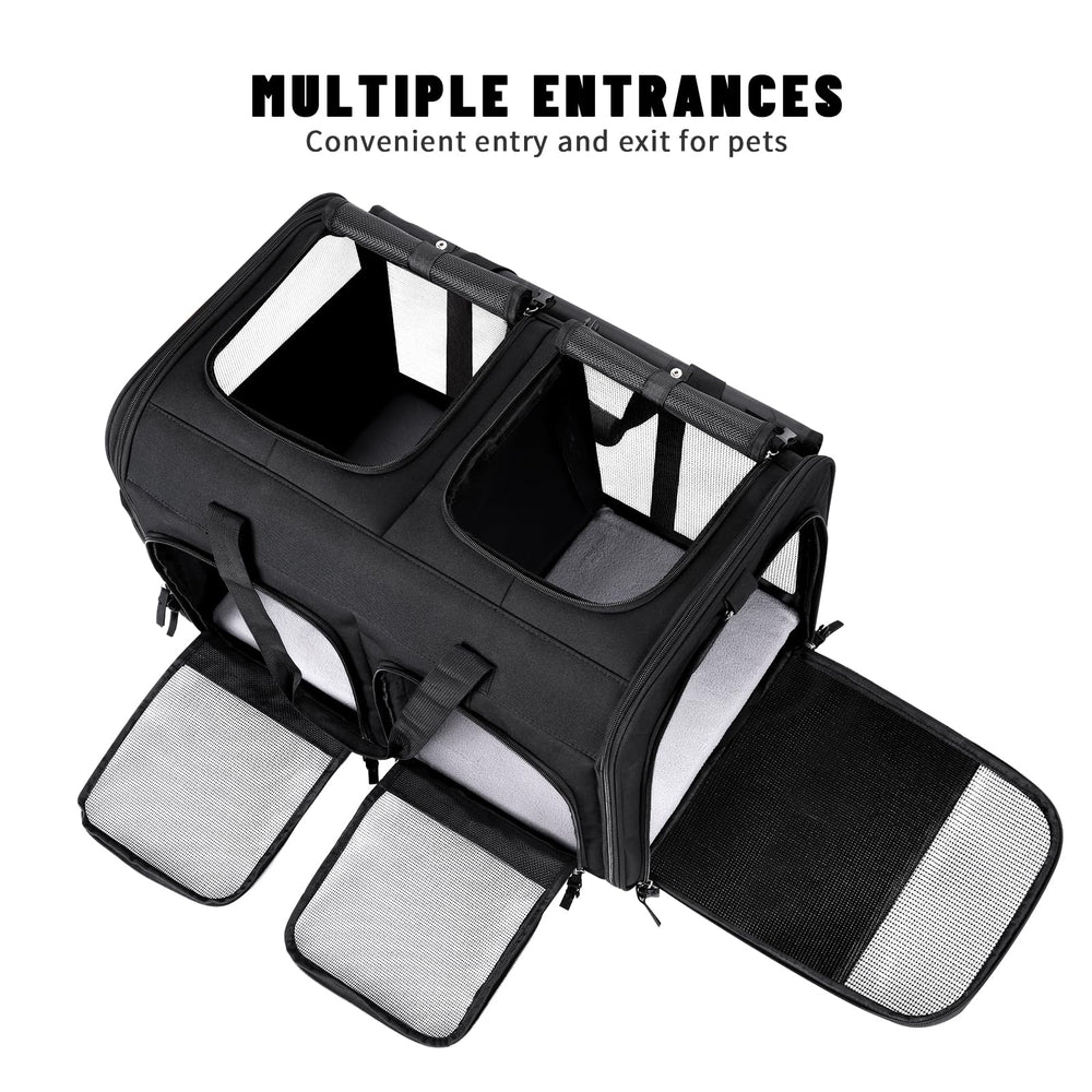 Espacio cómodo para dos mascotas con Groxkox, perfecto para viajar y moverse juntos.