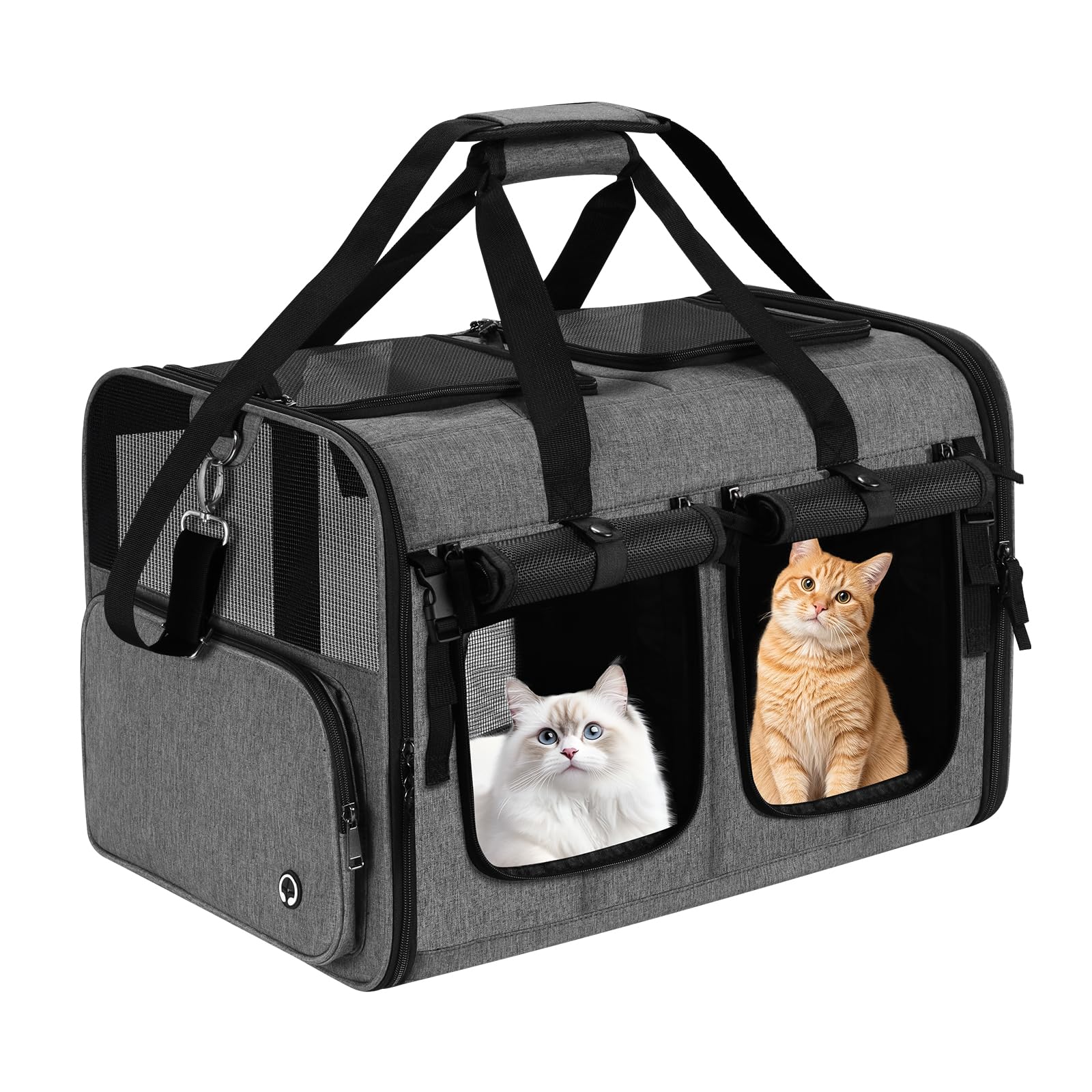 Groxkox transportín para gatos doble plegable, cómodo y seguro para viajes