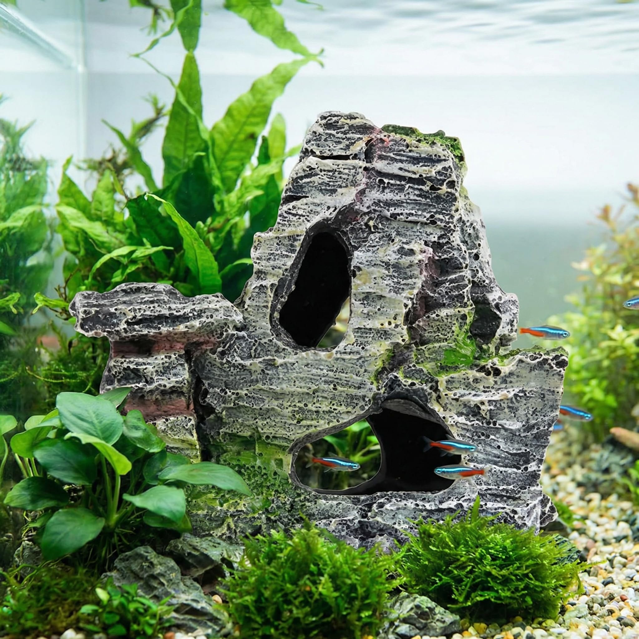 Gryshanyun Resin Cuevas Ocultas Acuario: escondites para peces y gambas