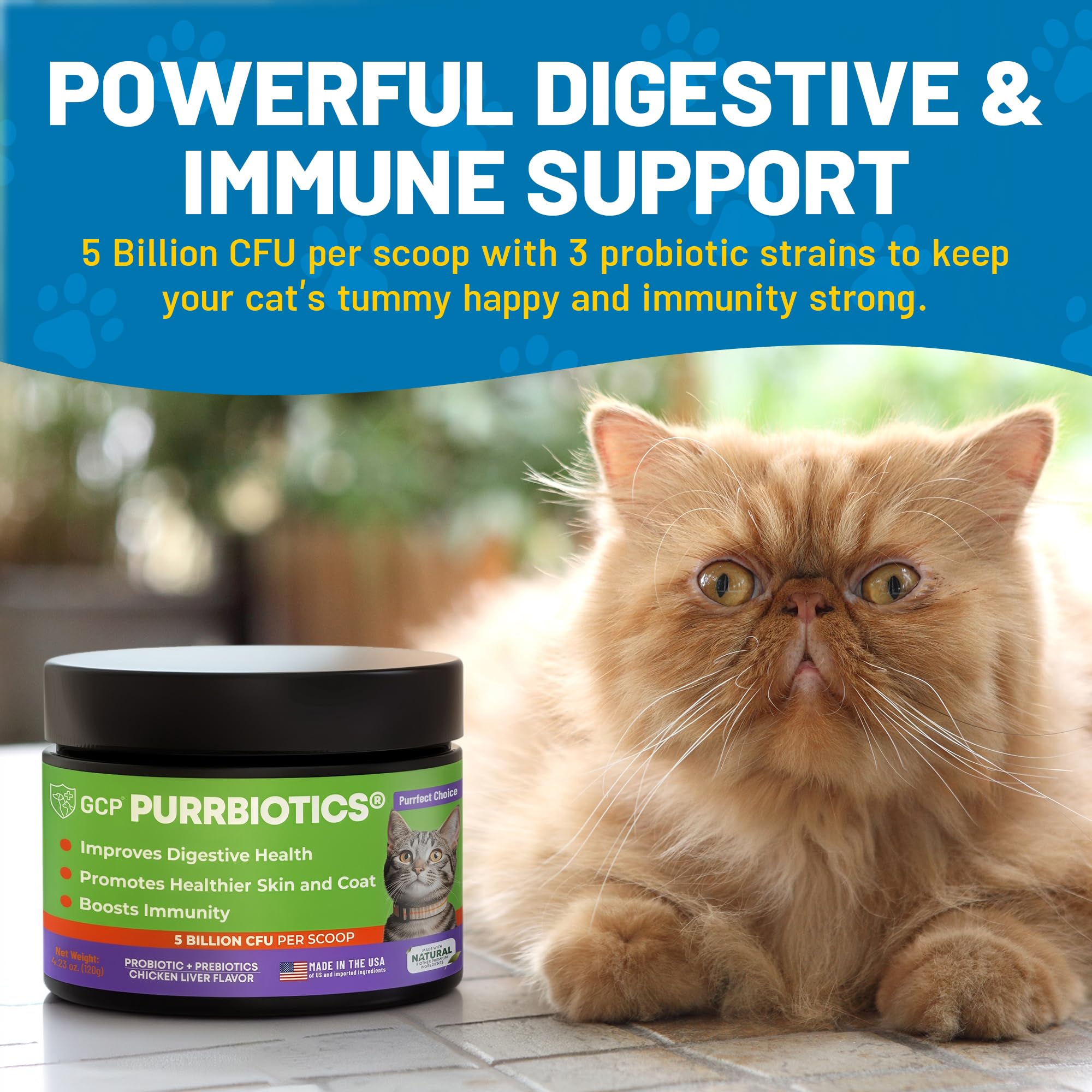 Guardian's Choice Purrbiotics, sabor pollo, se mezcla en la comida.