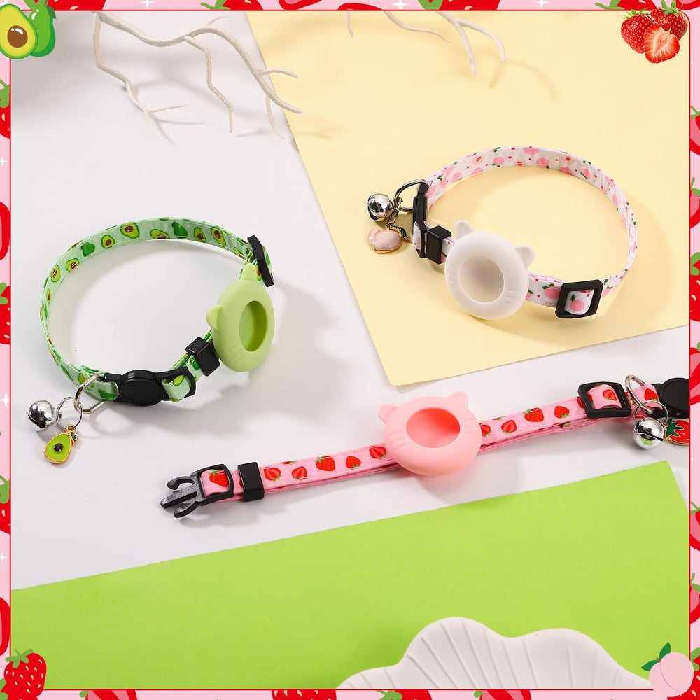 Guiqulai collar para gato AirTag-fruta morado con charms de fruta.