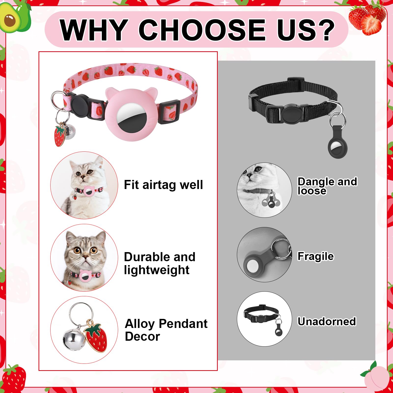 Guiqulai collar para gato AirTag-fruta naranja con cierre de seguridad.