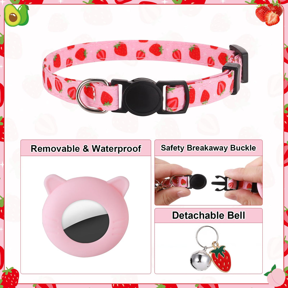 Guiqulai collar para gato AirTag-fruta verde cómodo para uso diario.