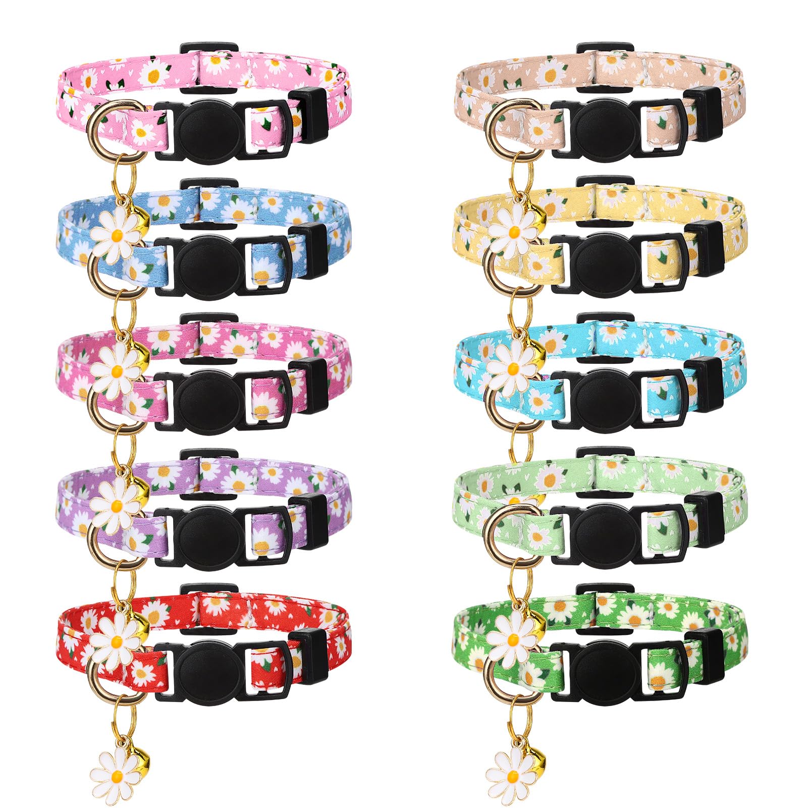 Guiqulai collar gato floral con campana: seguridad y estilo para uso diario.