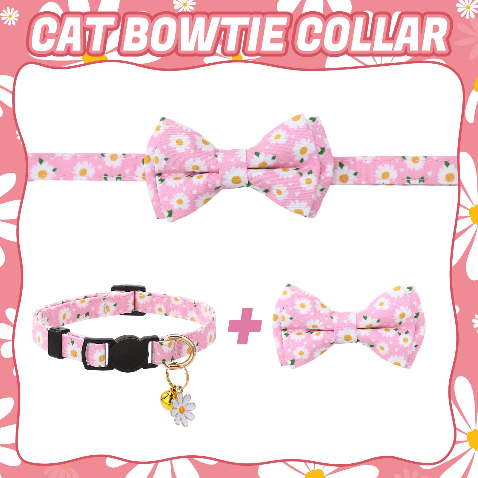 Guiqulai collar gato floral, ideal para paseos y fiestas.