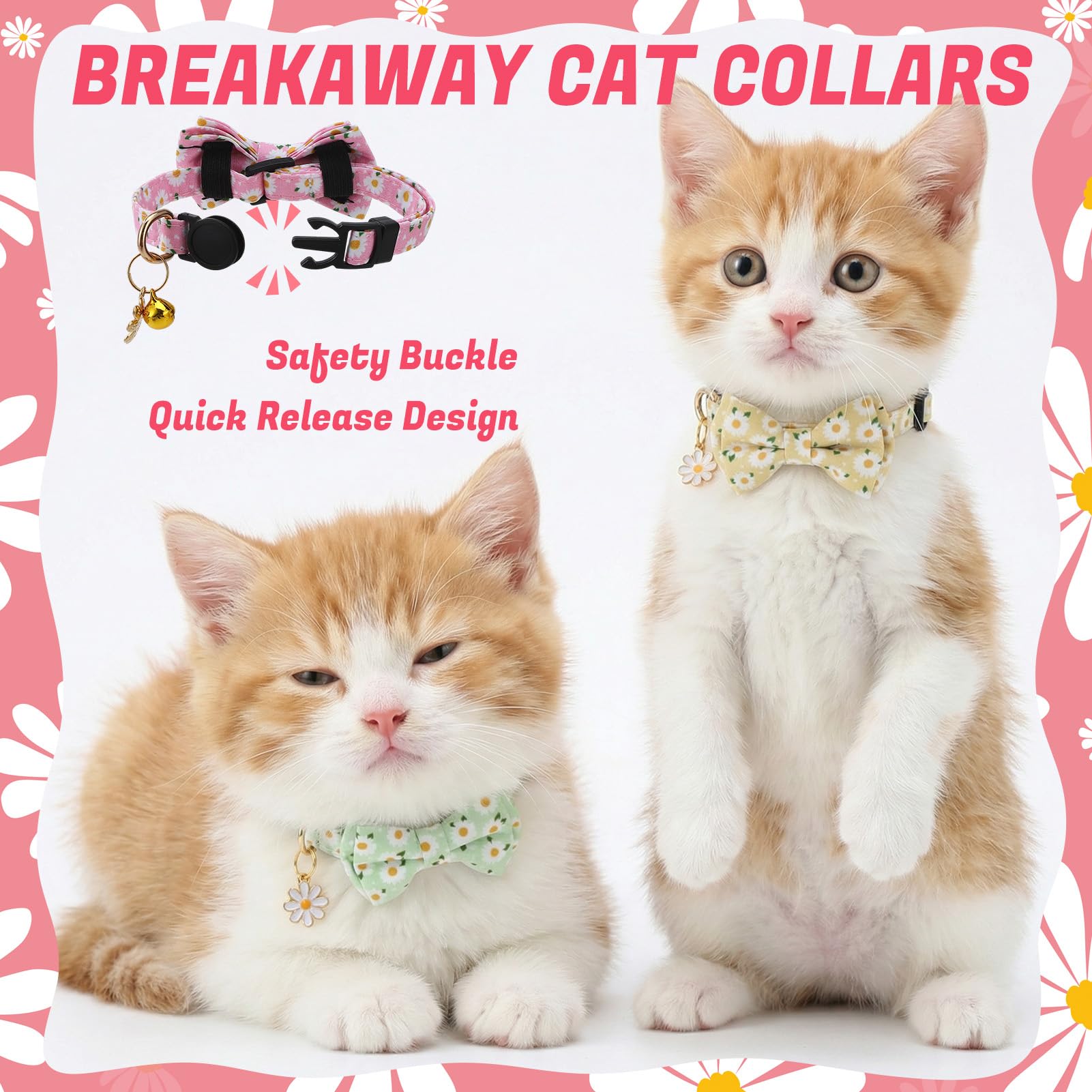 Guiqulai collar gato florales pack, estilo diario para tu mascota.
