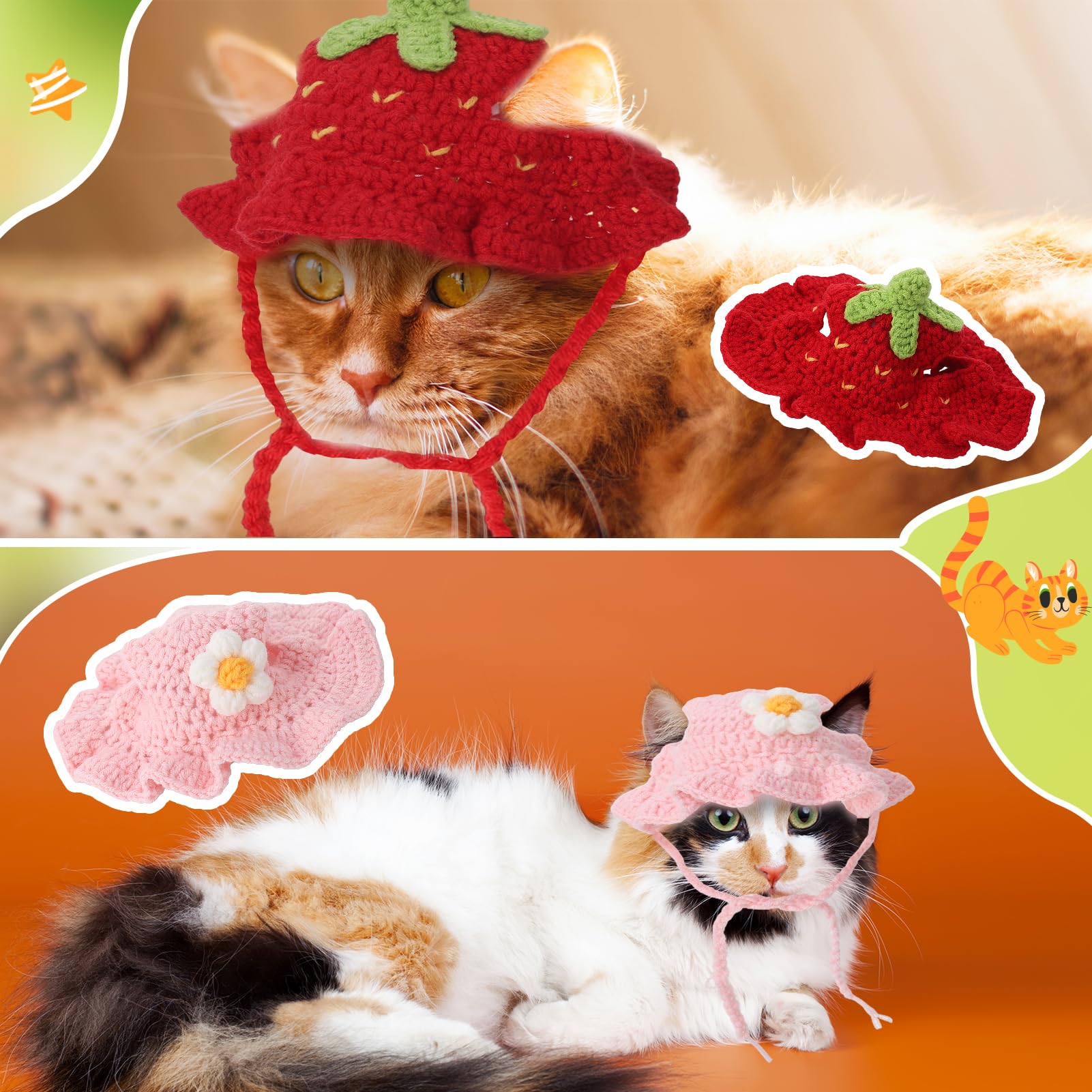 Guiqulai gorra gato flor rosa, suave y transpirable para todas las estaciones.