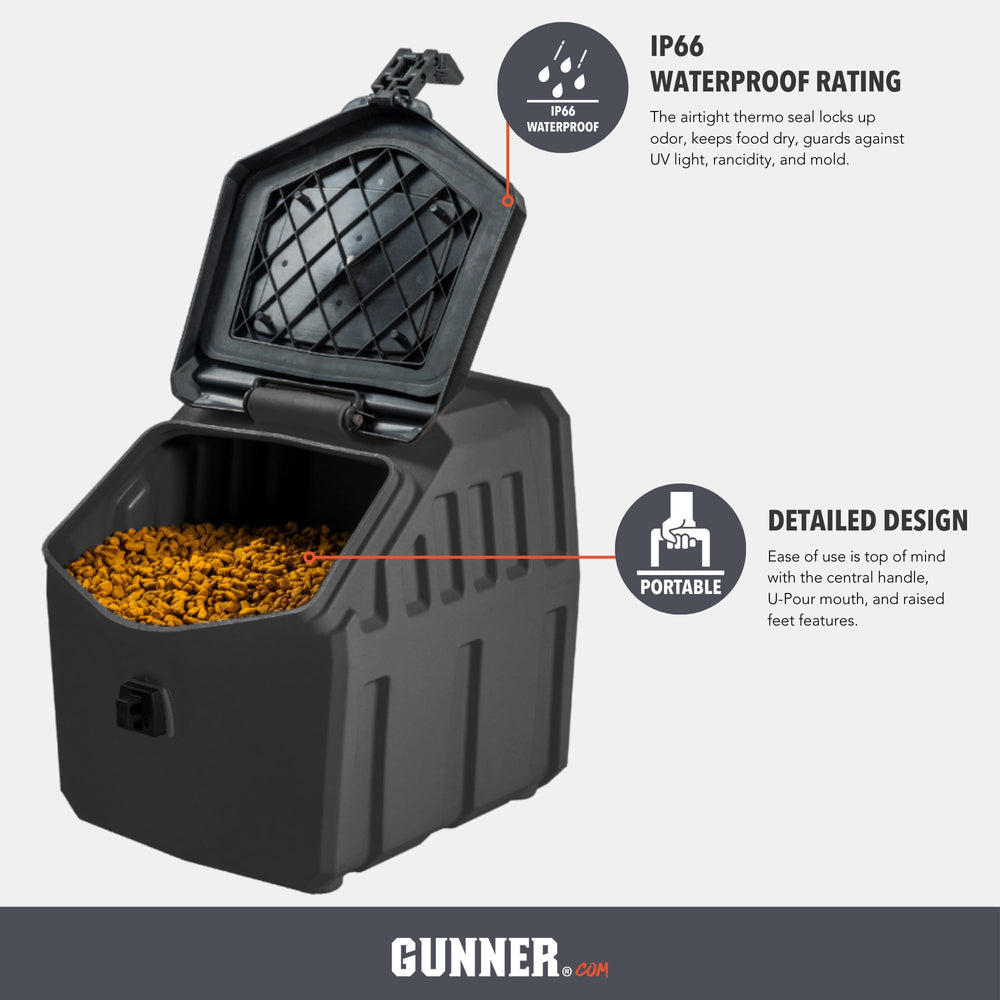 GUNNER contenedor para perros con sellado ip66, protegido contra polvo y lluvia.