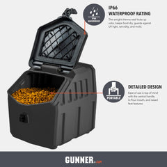 GUNNER contenedor para perros con sellado ip66, protegido contra polvo y lluvia.