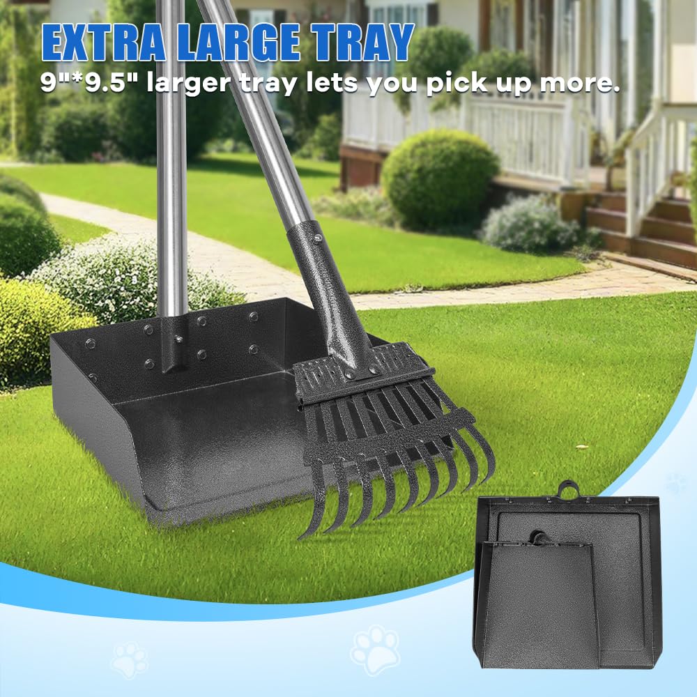 Mango largo ergonómico de 38 pulgadas de GUOOUG para recoger sin esfuerzo.