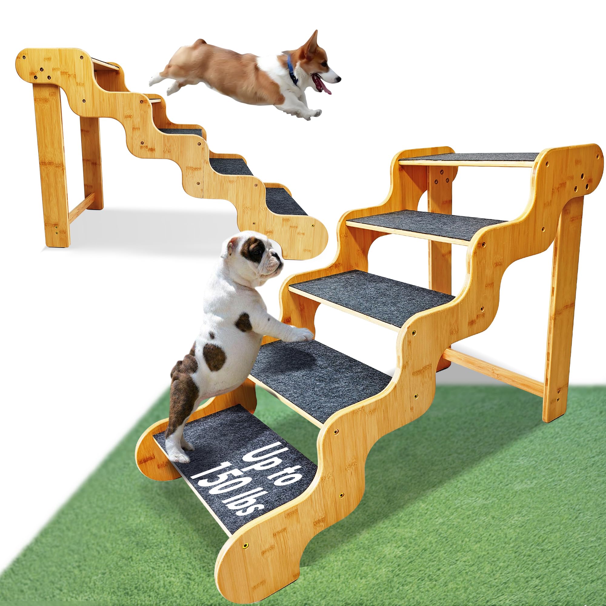 GXONE escalones de 5 pasos para perros, acceso cómodo a la cama.