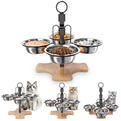 GYJZIFW platos elevados para gatos con base de madera y tres alturas.