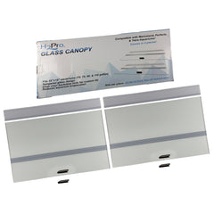 Tapa de acuario H2Pro, vista frontal del cristal, iluminación clara para peces y plantas.