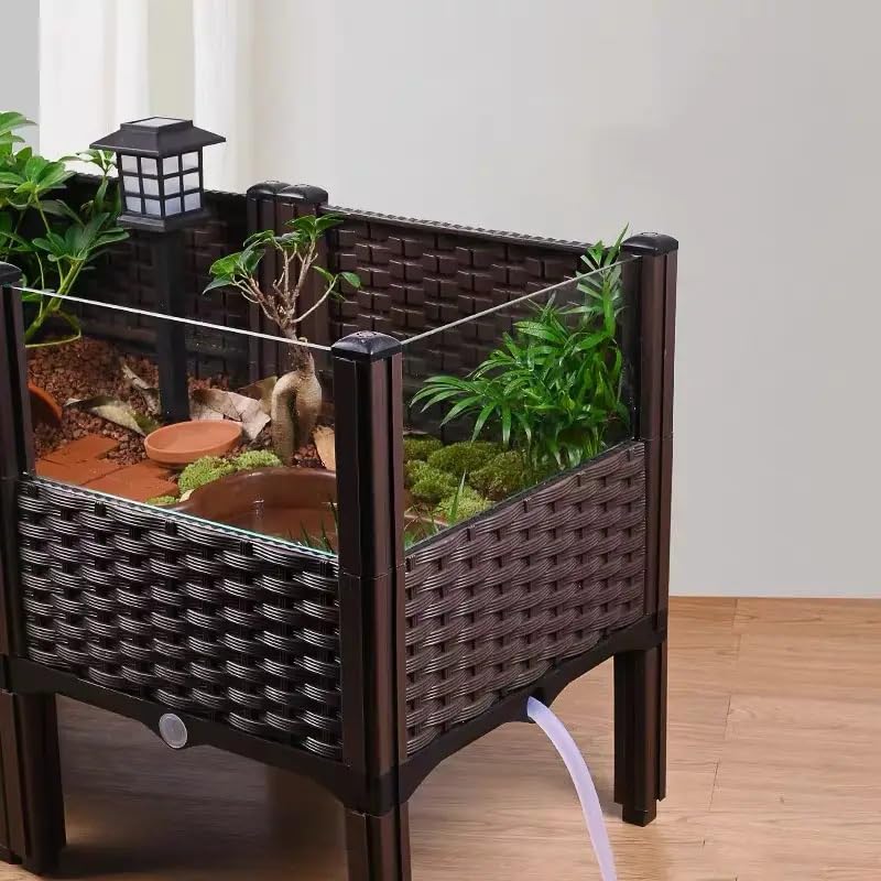 Caja de hábitat elevada para tortugas, multifuncional para tortugas juveniles y reptiles pequeños.