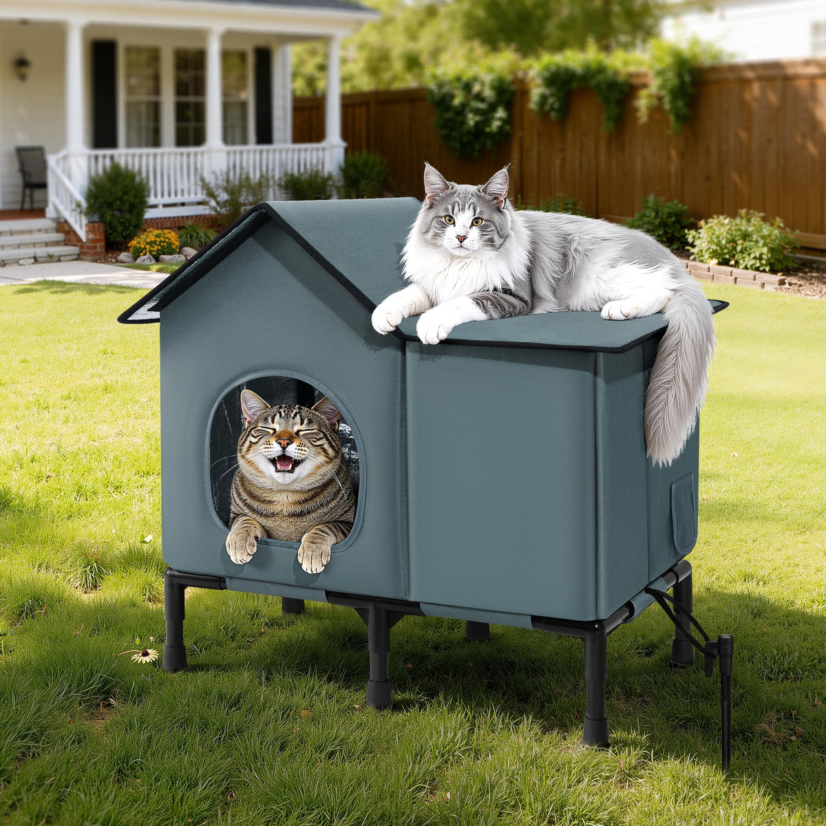 Habutway casa gato exterior aislada refugio seco para felinos