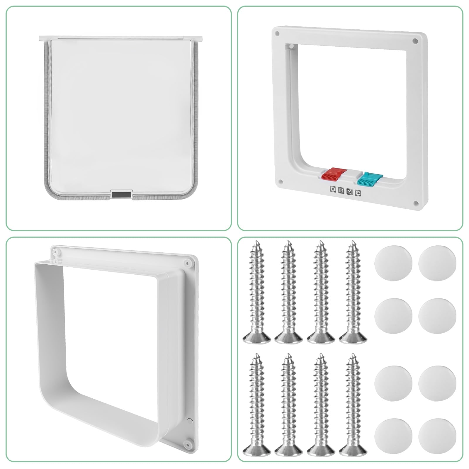 Hachacha: kit de instalación con plantilla clara para montar la puerta.