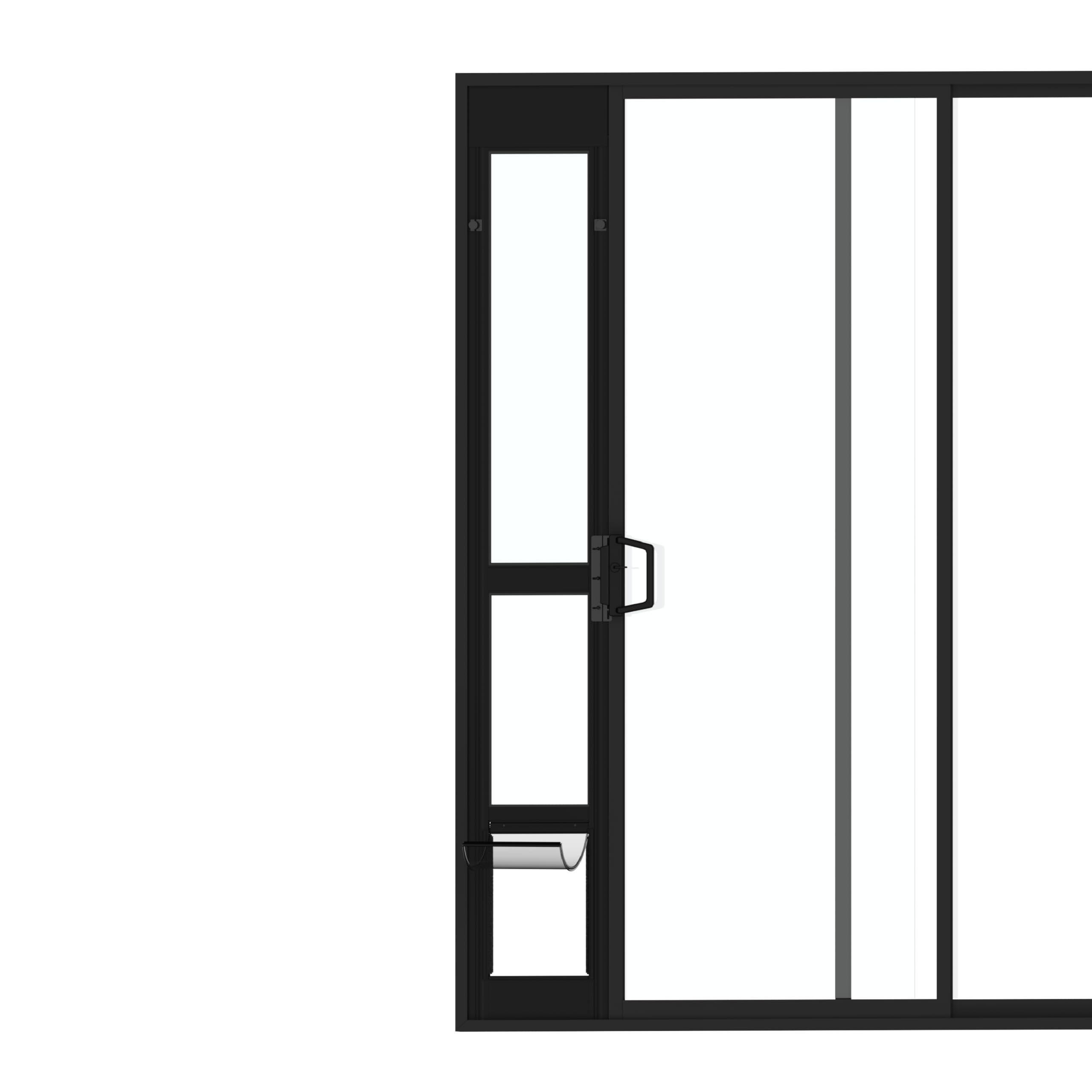 Hakuna Pets puerta para perros, panel de cristal templado, vista clara al exterior.