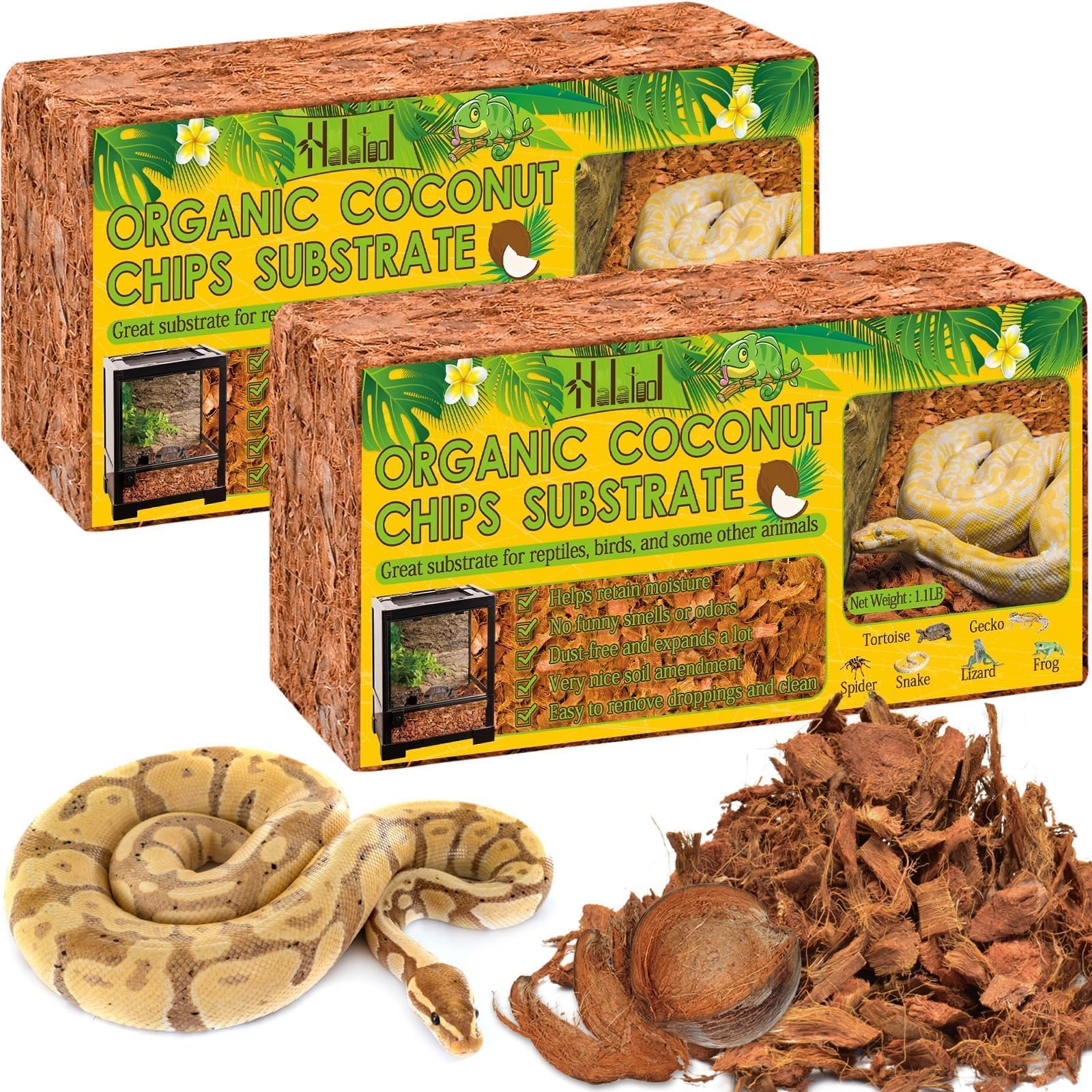 Halatool cascara de coco, sustrato natural libre de polvo para reptiles.