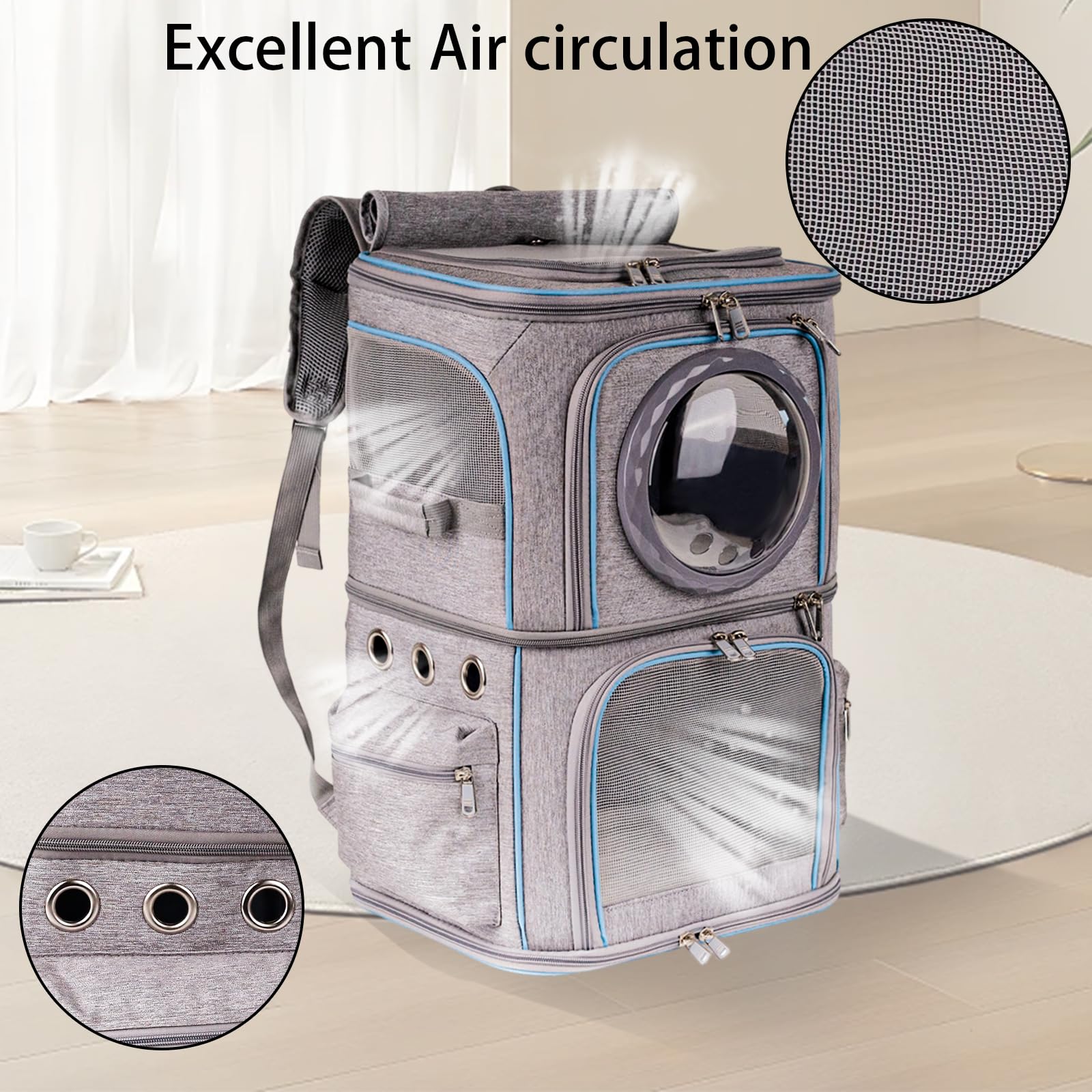Halinfer dos-gatos muestra espacios confortables para mascotas durante viajes.