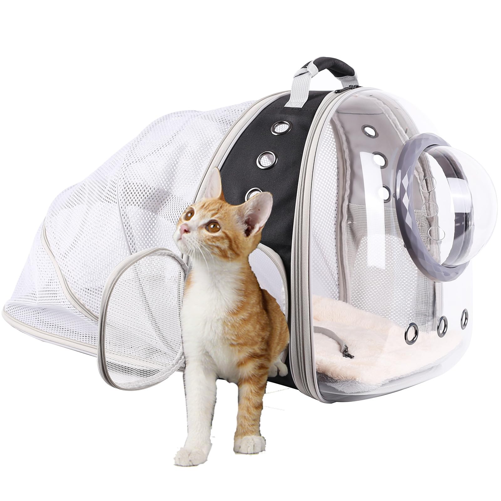 Halinfer Mochila cápsula espacial transparente para mascotas, ideal para ver al animal durante el paseo