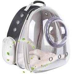 Halinfer Mochila para gato con ventana de cristal frontal para ver el entorno.