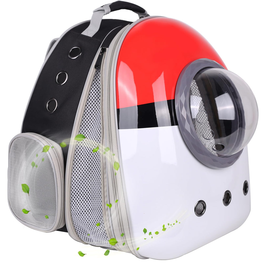 Mochila Halinfer con expansión frontal para gatos, mejora el espacio visual durante el transporte