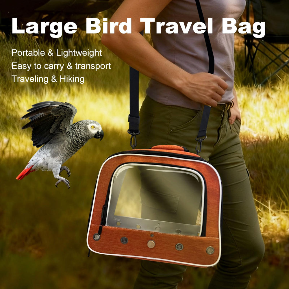 Halinfer transportín para aves grandes, entrada lateral para alimentación e interacción.