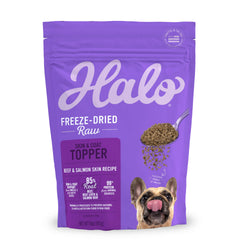 Halo accesorio crudo congelado, carne y salmón, para aumentar proteína y sabor en cada comida.