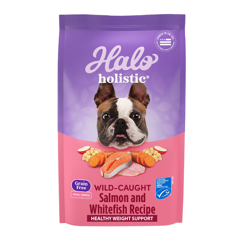 Halo Holistic alimento para perros de razas pequeñas, bolsa de 10 lb con salmón salvaje y bacalao