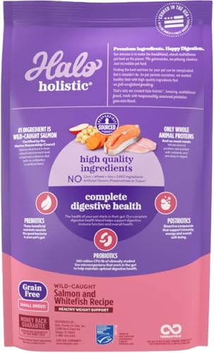 Halo Holistic, croquetas pequeñas, tamaño adecuado para razas pequeñas y mayor perfil proteico.