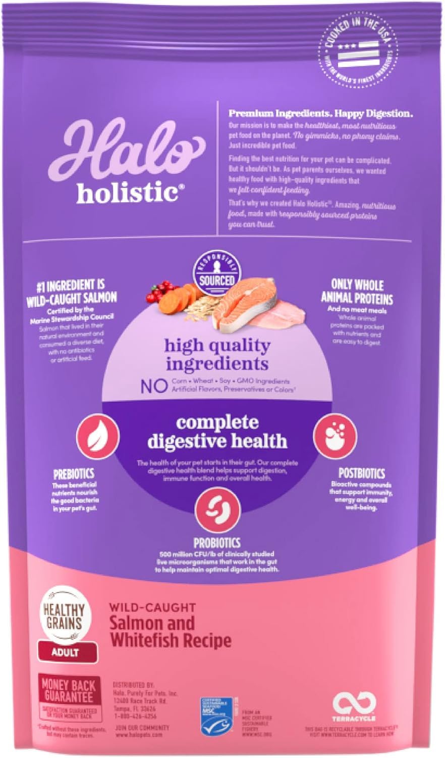 Halo Holístico croquetas en primer plano, textura para masticación
