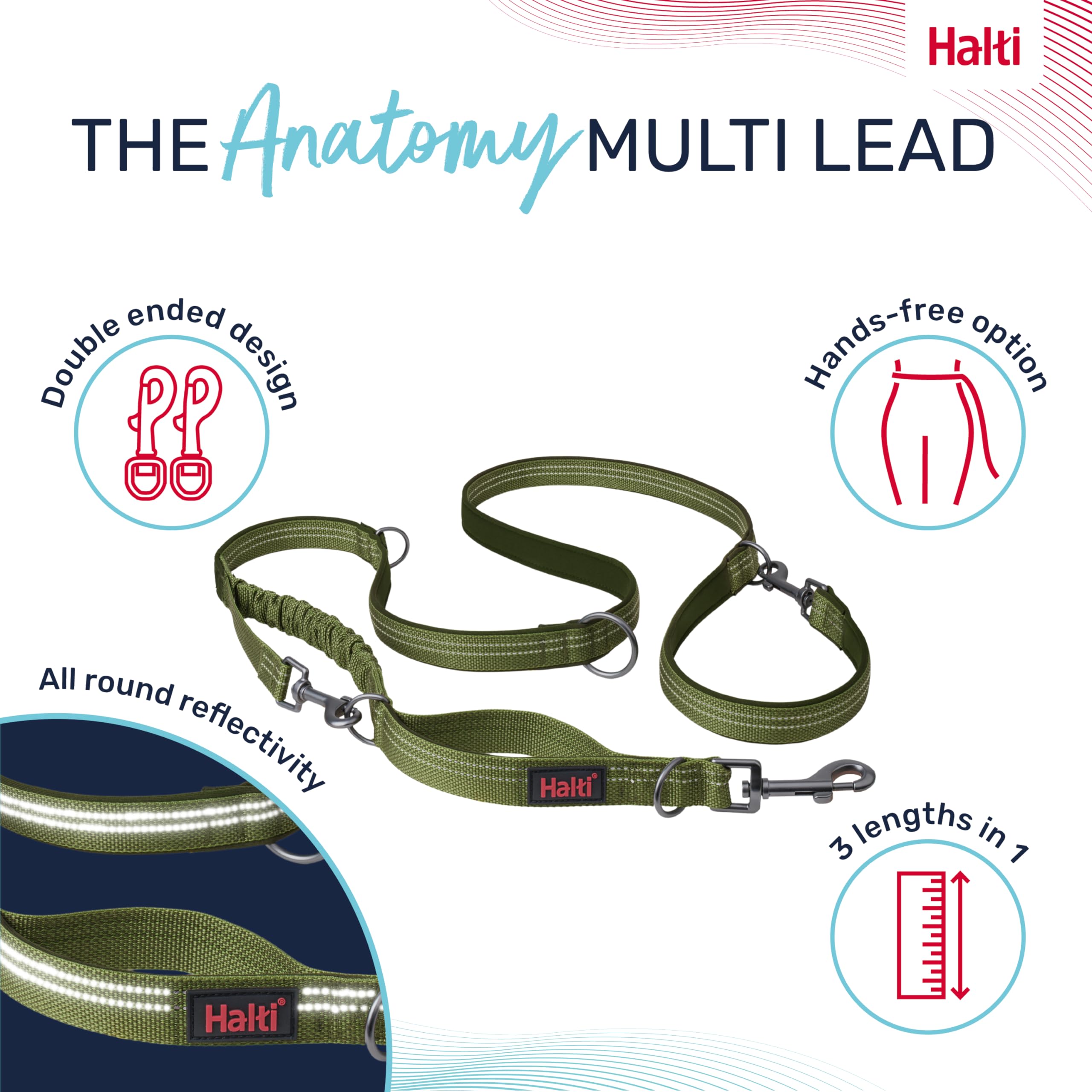 Halti Anatomy: gancho doble para control versátil durante el paseo.
