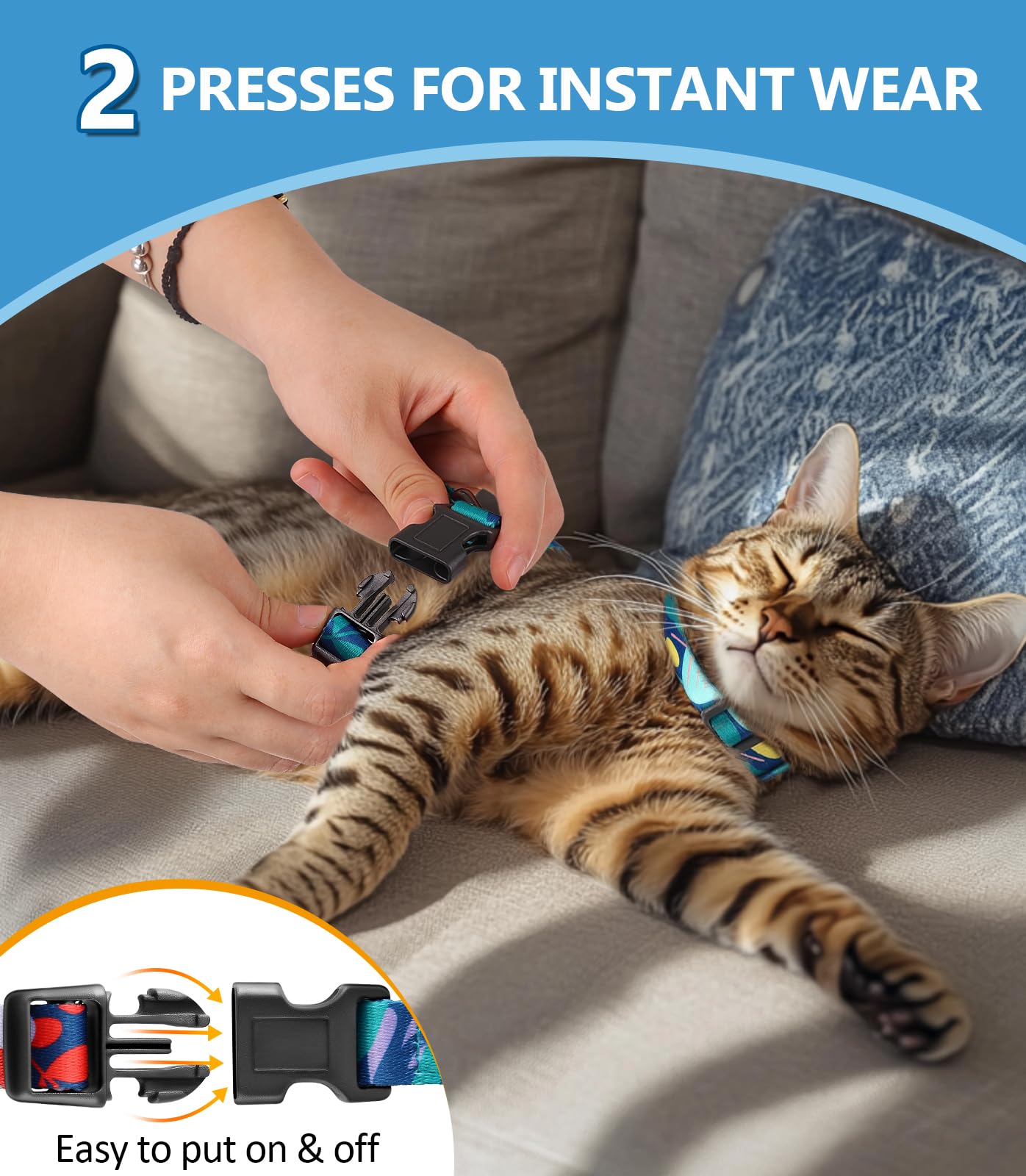 Ajustes en cuello y abdomen para crecimiento del gato.