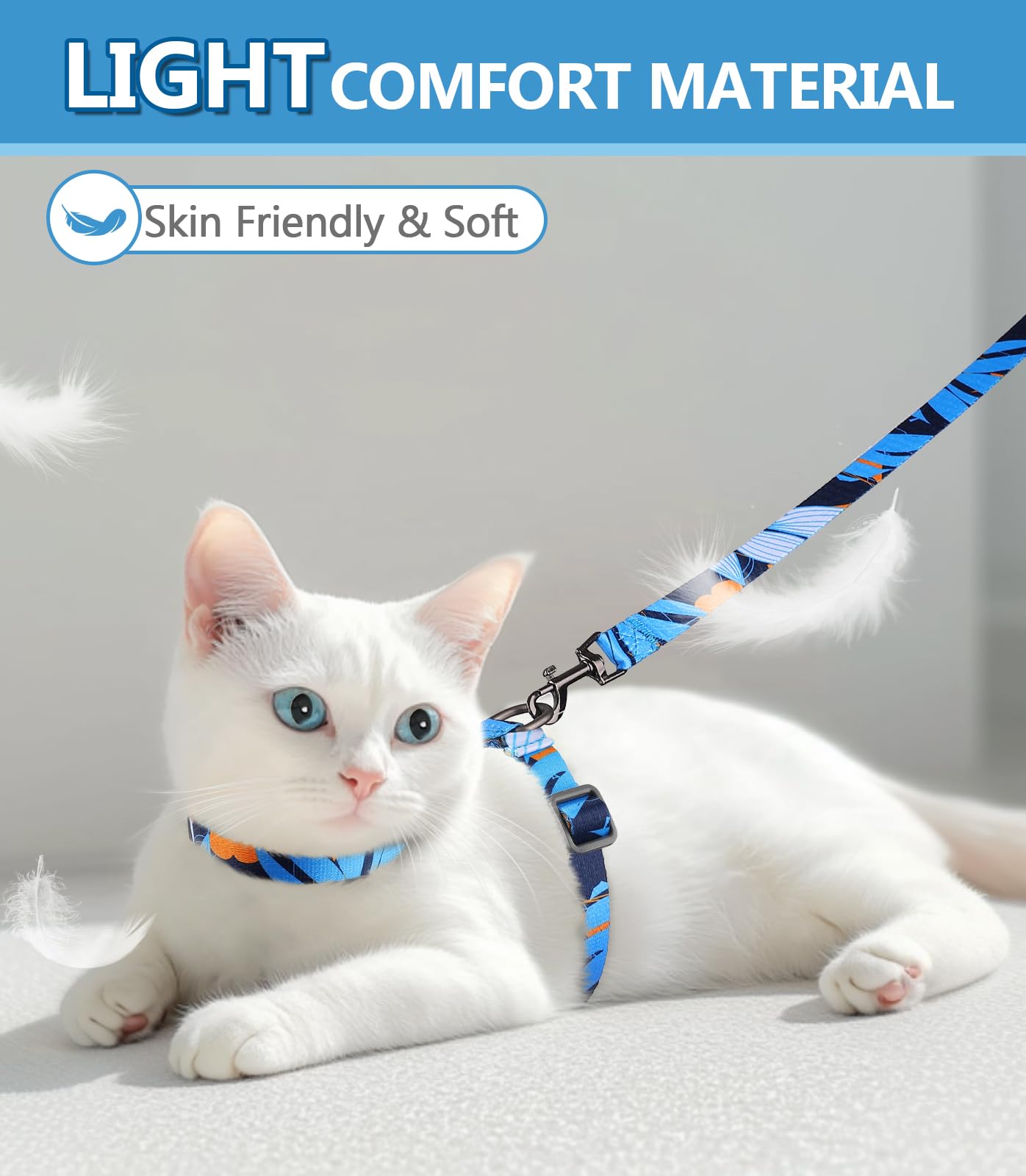 Ajuste cuello y abdomen Halypet, se adapta a la mayoría de gatos.