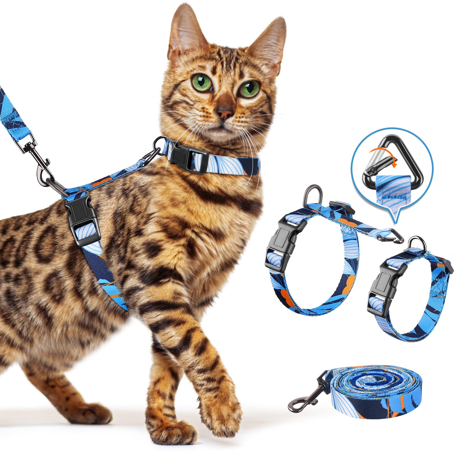 Arnés Halypet H300 Pro ajustable para gatos, cómodo para paseos largos.