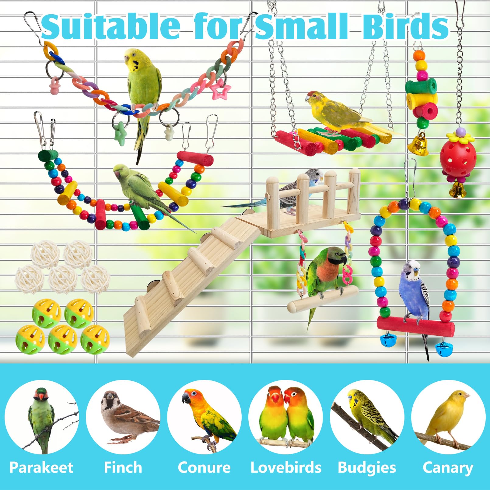 Hamiledyi accesorios para jaula, útiles para decorar y activar al ave.