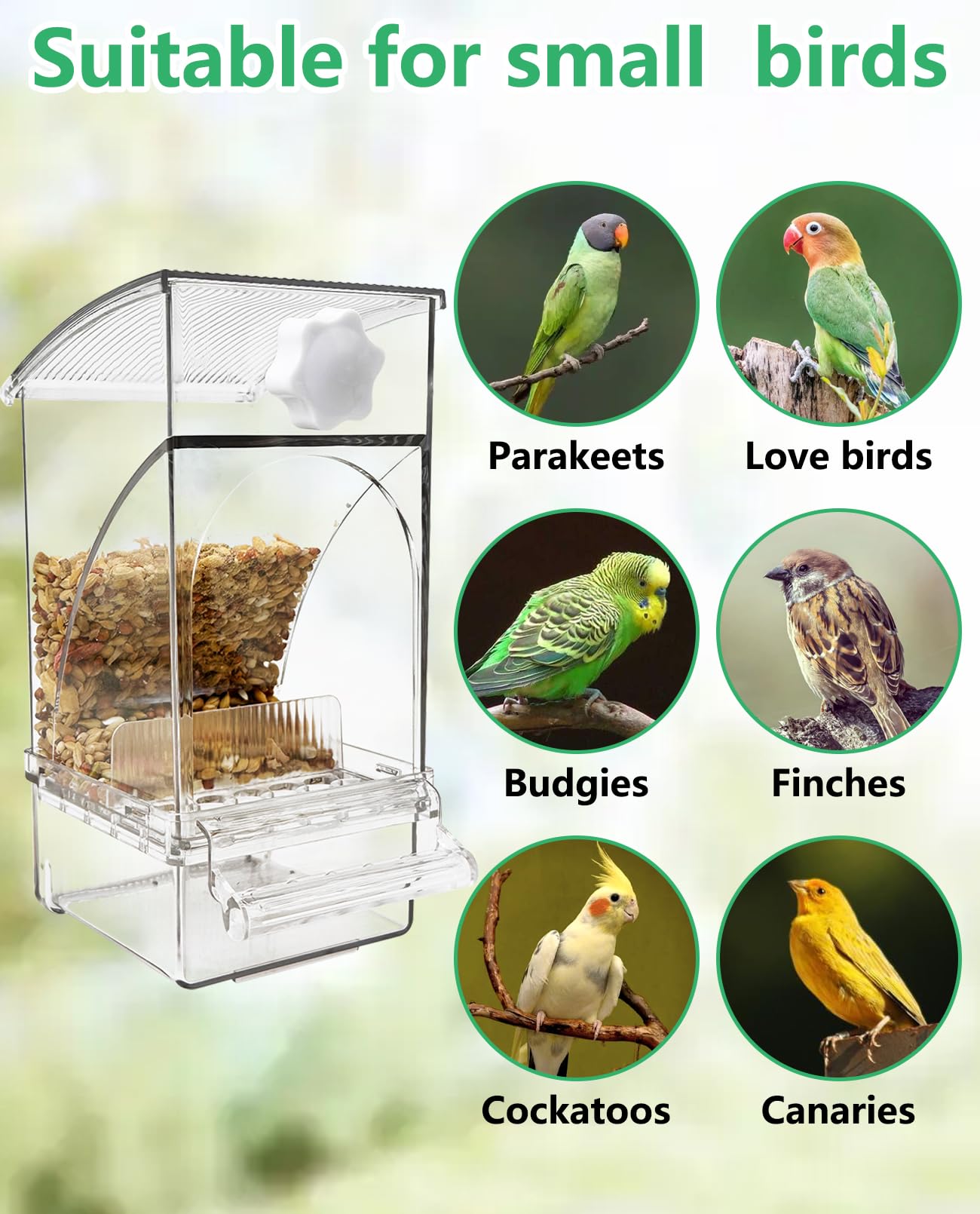 Hamiledyi compatible con periquitos, pinzones, lovebirds y canarios.