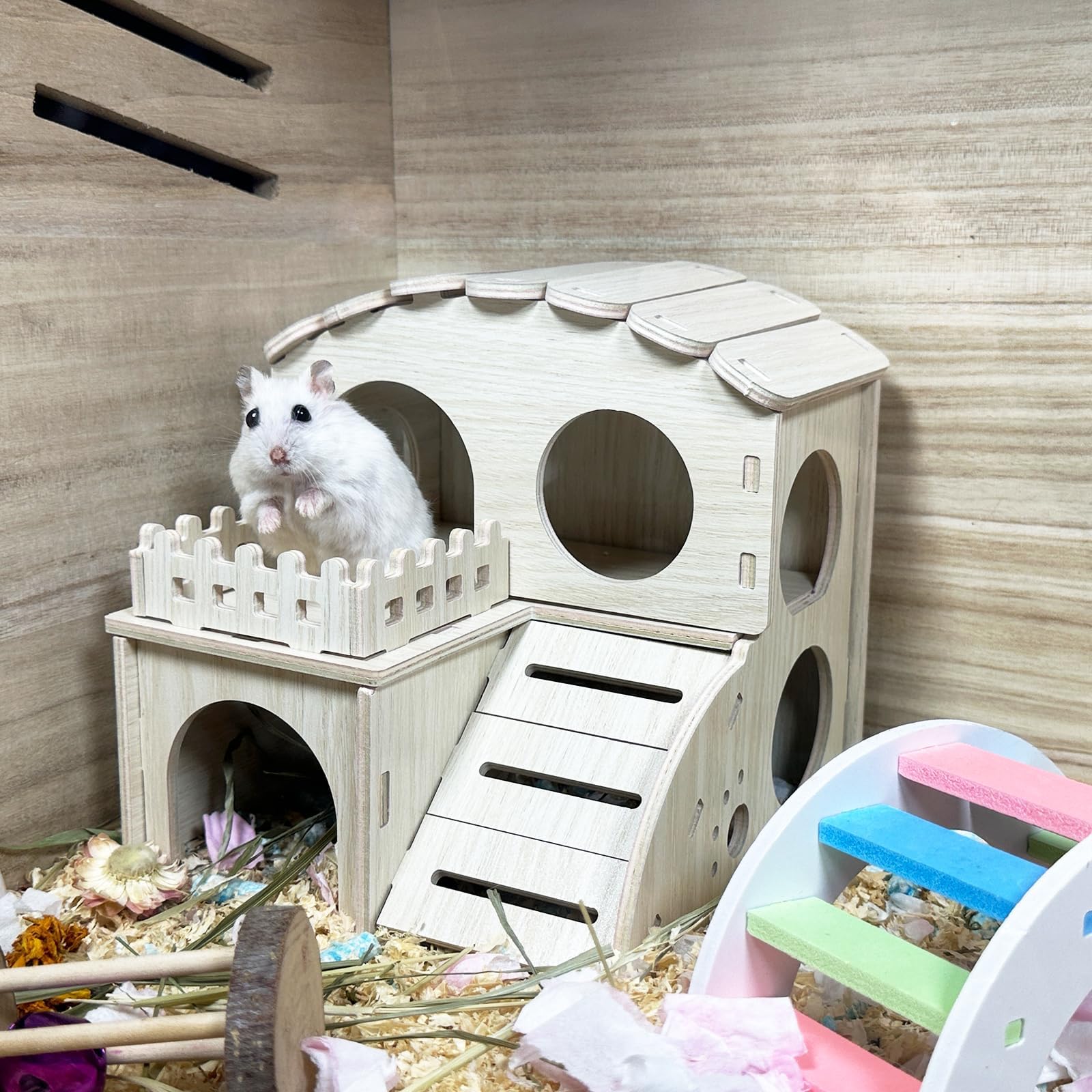 Hamiledyi escalera-dos-pisos para hamster facilita movimiento y exploración
